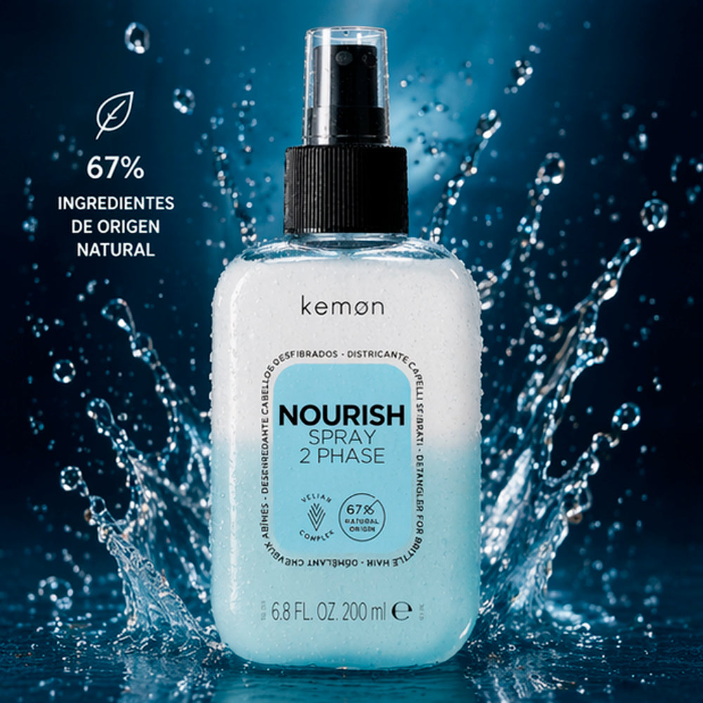 Kemon - Spray Desenredante para Cabellos Desfibrados Hair Care Nourish Spray 2 Phase 200 ml