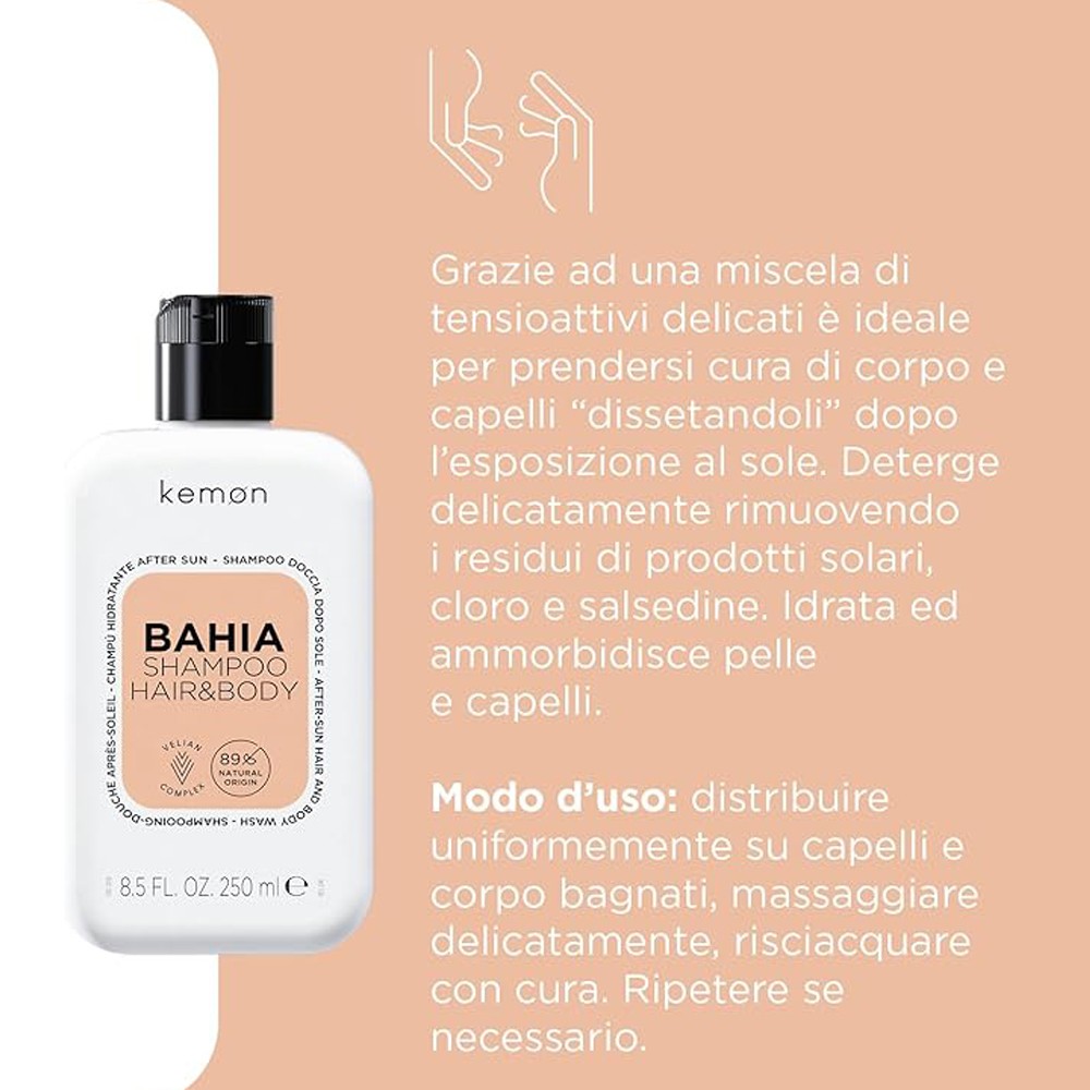 Kemon - Champú Hidratante After Sun Hair Care Bahia Hair & Body 250 ml
