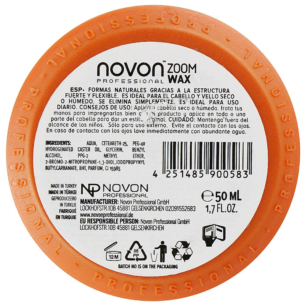 Novon - Cera de Fijación Media/Fuerte Zoom Wax Nº6 Medium Strong Hold 150 ml - ZZNOV58379