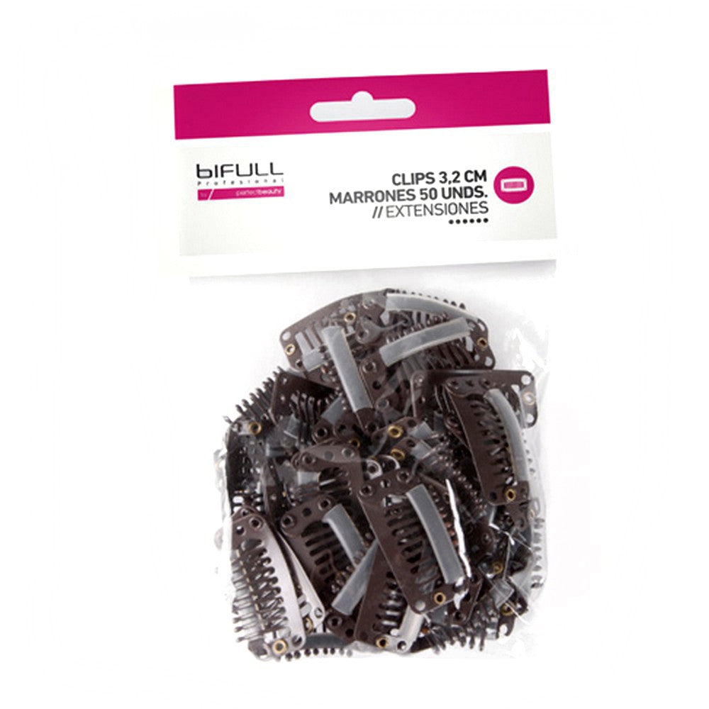 Bifull - Clips Extensiones 3.2 cm Marrones 50 Unidades - BFEXT78023