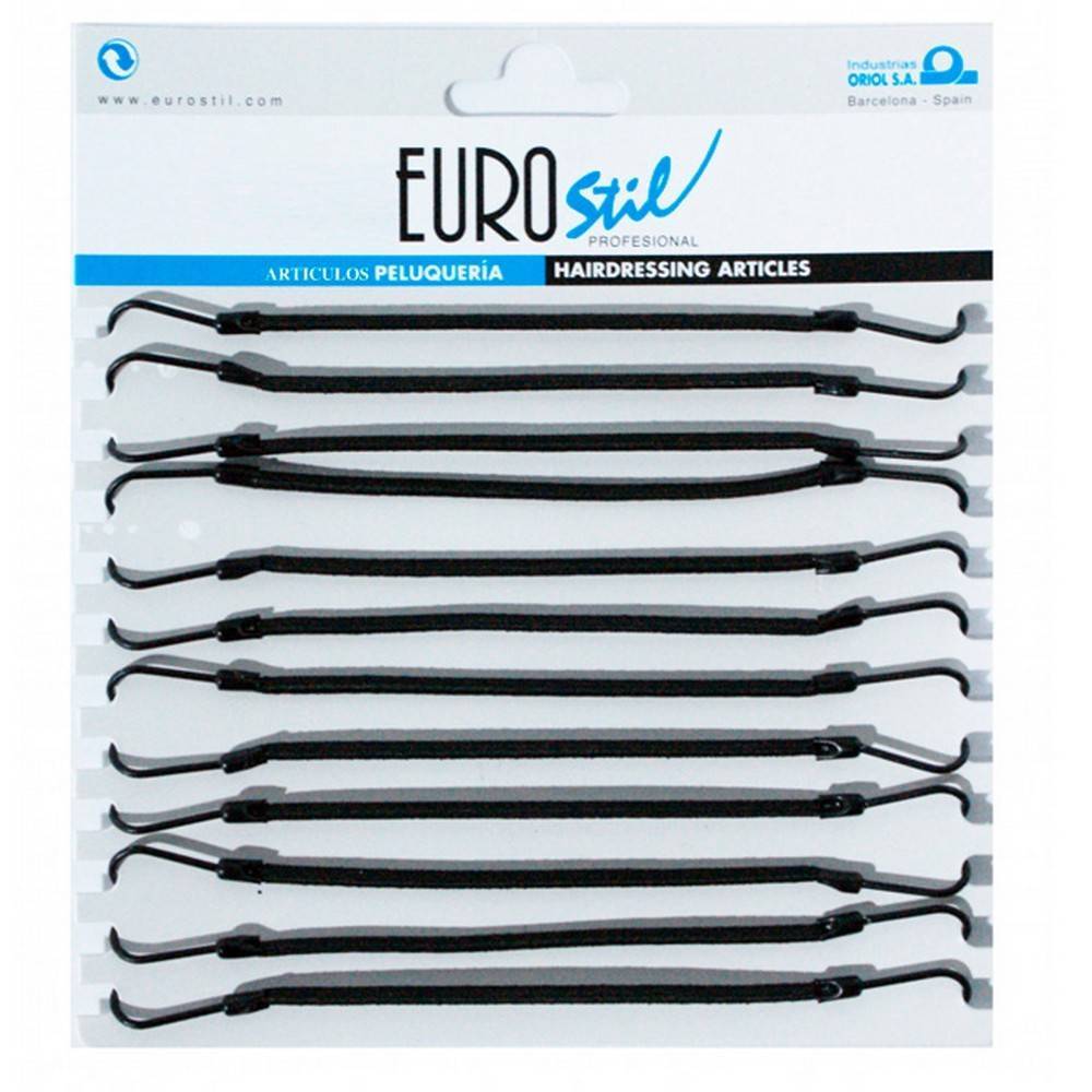 Eurostil - 00858 - Cartón 12 gomas c/gancho negro