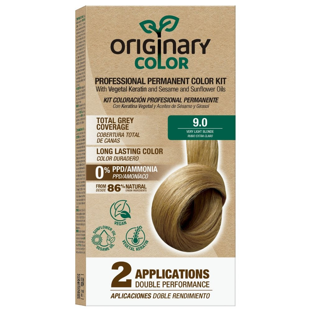 Originary Color - Kit de Coloración Profesional Permanente Color 9-0 Rubio Extra Claro