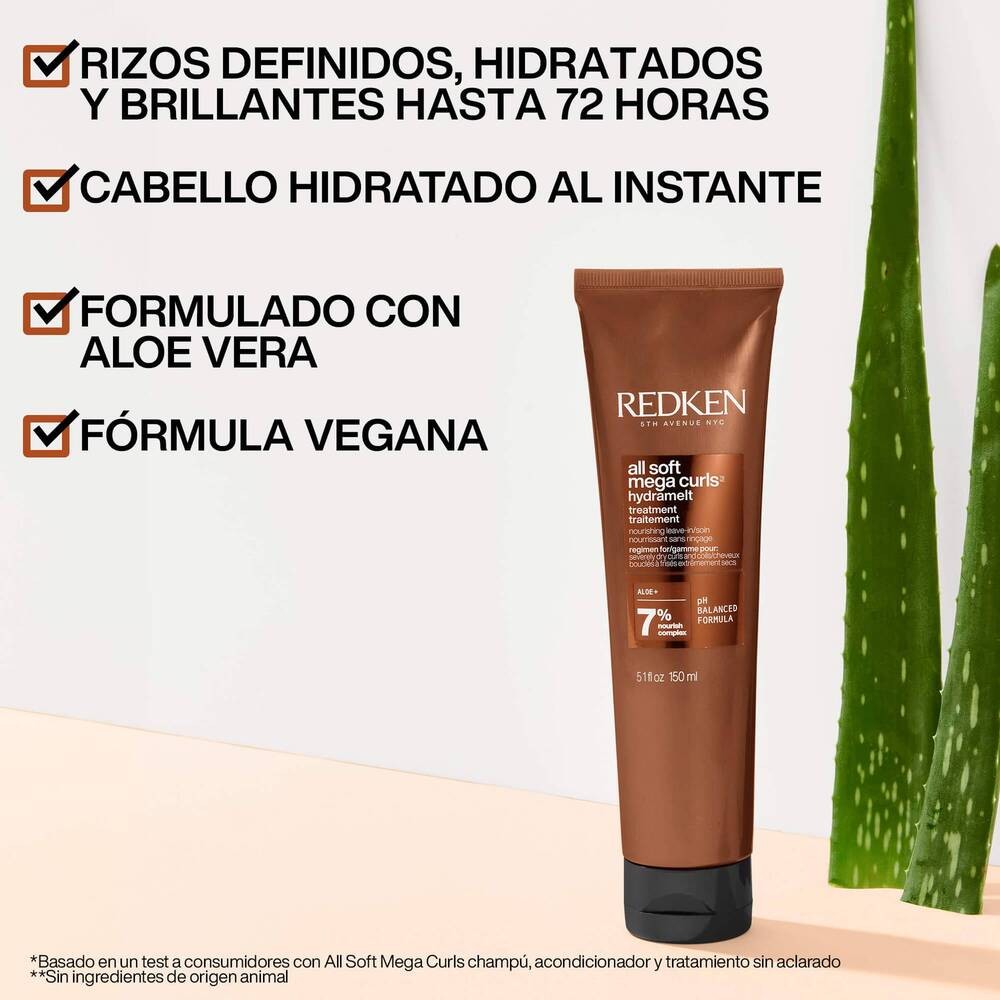 Redken - Tratamiento Hidratante Sin Enjuague All Soft Mega Curls Hydramelt 150 ml