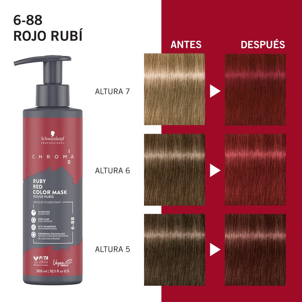 Schwarzkopf - Mascarilla De Color Chroma ID 6-88 Rojo Rubí 300 ml